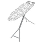 Tabla de planchar HABITEX Toscana abierta con funda estampada de plumas y estructura de acero gris estable.