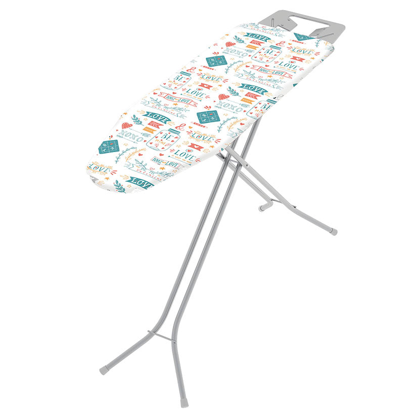 Tabla de planchar HABITEX Basic con funda de algodón estampada y estructura de acero gris.