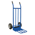 Carretilla de almacén azul Ayerbe con plataforma de carga y ruedas neumáticas para 350 kg