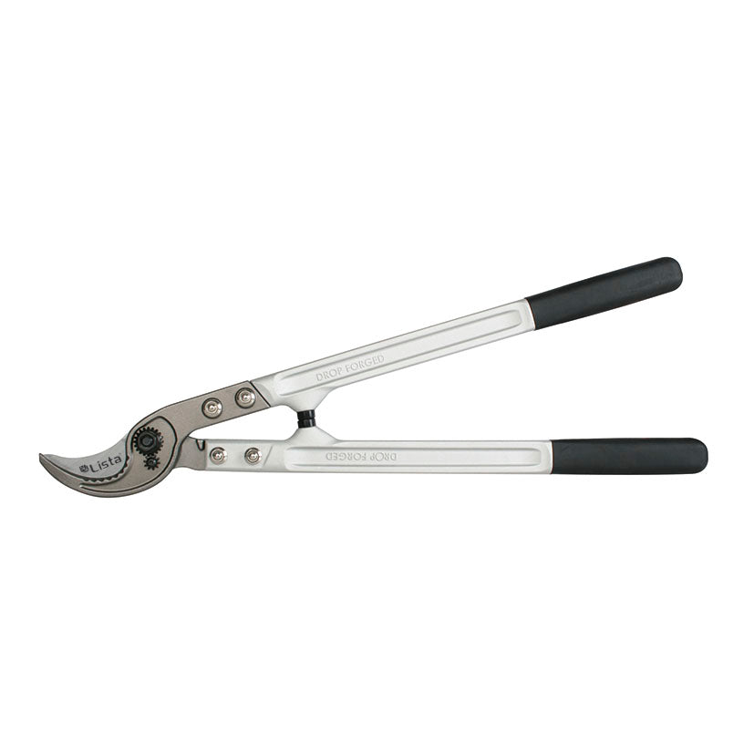 Tijera podadora de dos manos LISTA N10 con mangos de aluminio y hojas de corte bypass.