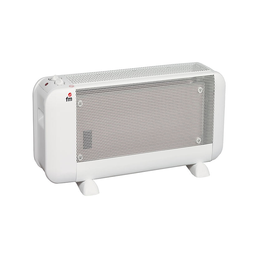 Radiador de mica FM BM-10 blanco de 900W con termostato regulable y rejilla de seguridad frontal
