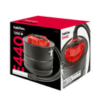 Embalaje original del aspirador de cenizas Habitex E440 con especificaciones técnicas de 1200W.