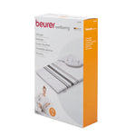 Caja del producto Beurer HK 25 Wellbeing destacando sus 3 niveles de temperatura y funda lavable.