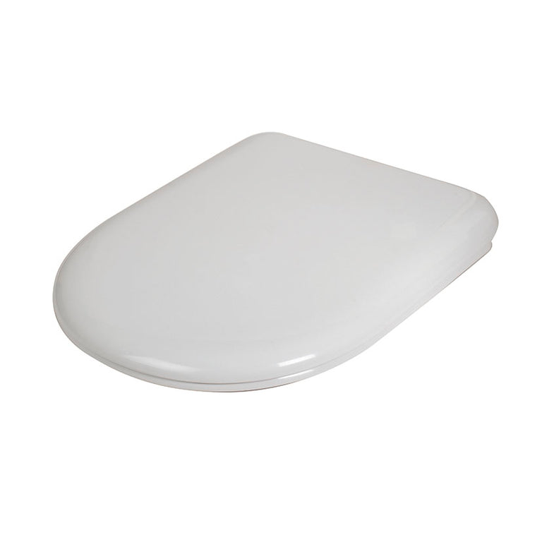 Tapa de WC Estoli Milos blanca cerrada con diseño envolvente y acabado brillante
