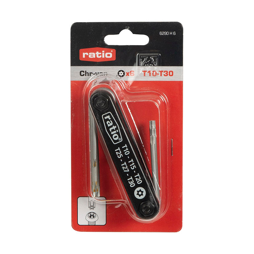 Blister del juego de llaves Torx Ratio 6290H6 fabricadas en acero cromo-vanadio satinado