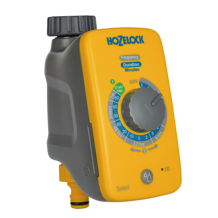 Programador de riego Hozelock Select Controller 2220 con dial de 16 programas y botón de riego inmediato