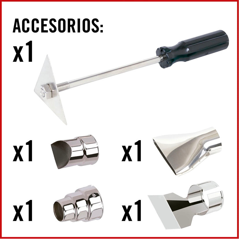 Set de 5 accesorios para decapador RATIO incluyendo rascador triangular y boquillas deflectoras