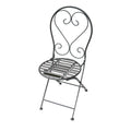 Silla de jardín plegable metálica negra con respaldo decorativo de forja para balcón o terraza