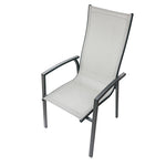 Sillón alto de jardín Capri en aluminio y textilene gris antracita
