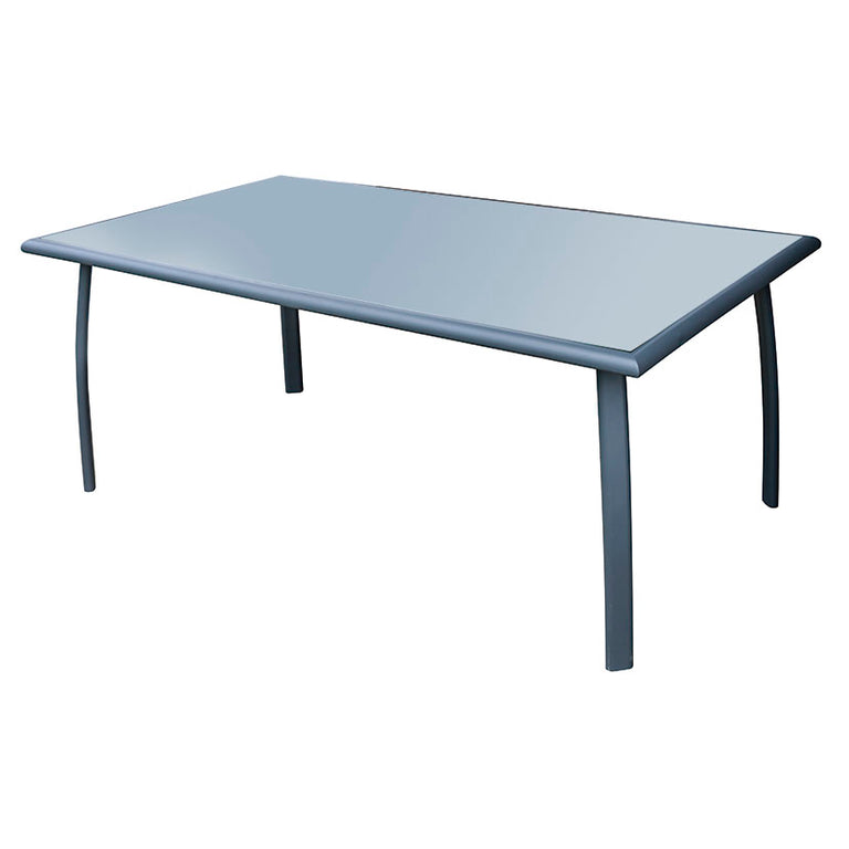 Mesa de jardín Capri de aluminio y cristal templado color antracita 180x100 cm