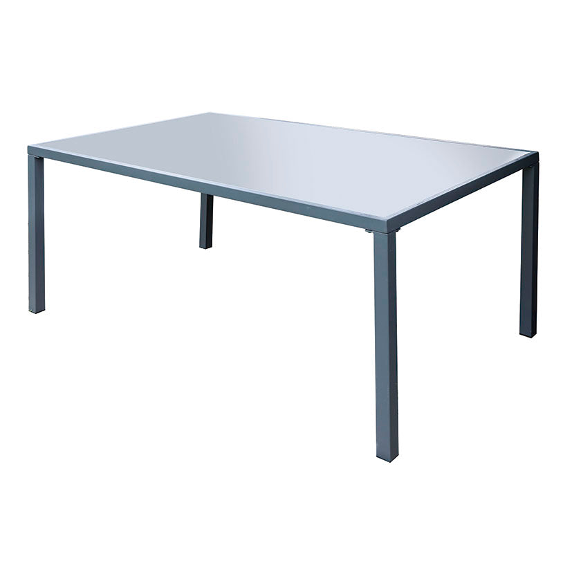 Mesa de exterior Capri de acero y cristal templado color antracita 150x90 cm