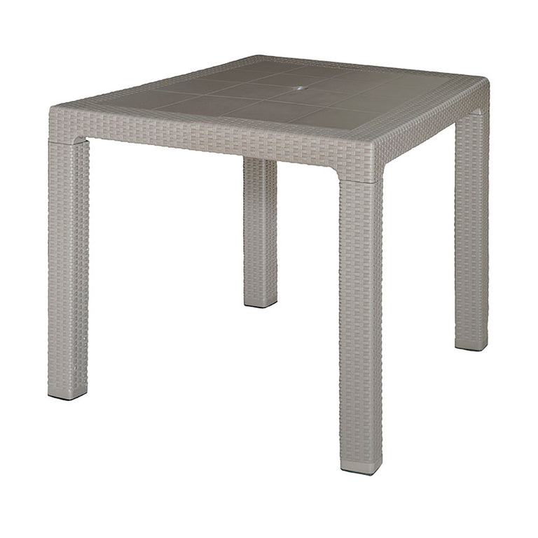 Mesa de exterior cuadrada color taupé efecto ratán 80x80 cm