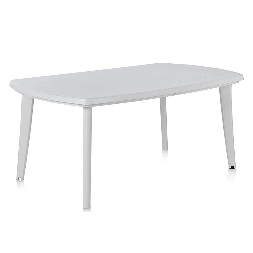 Mesa de exterior Atlantic blanca extensible para 6 a 8 personas