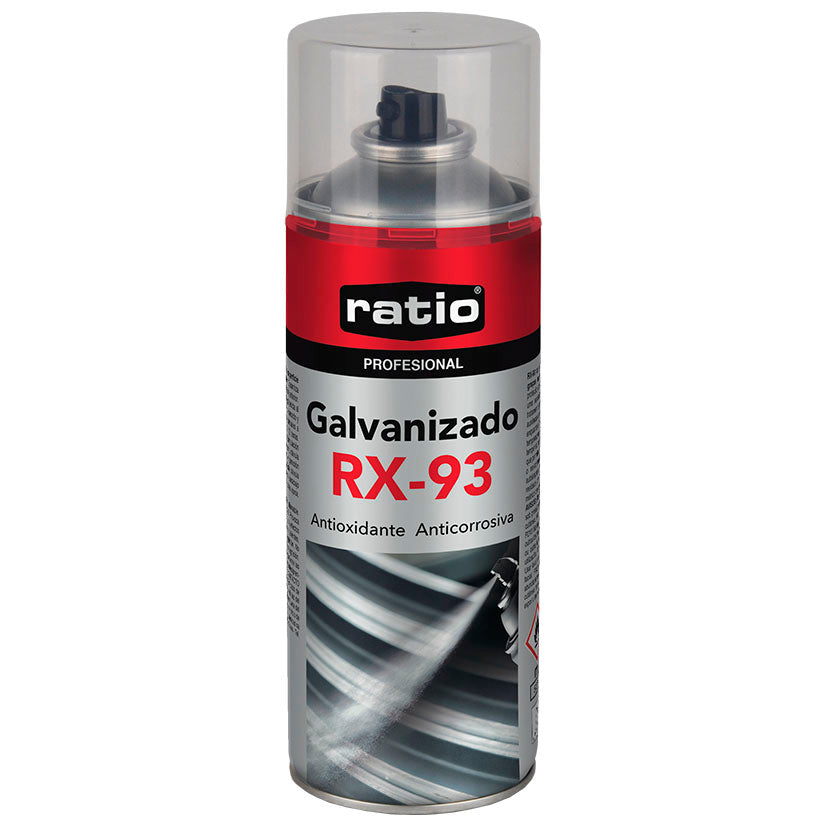 Bote de spray galvanizado profesional RATIO RX-93 de 400ml antioxidante y anticorrosivo para metales