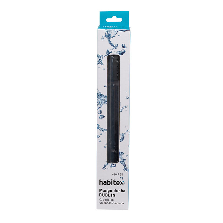Embalaje original del mango de ducha Habitex Dublín 1 posición con especificaciones técnicas
