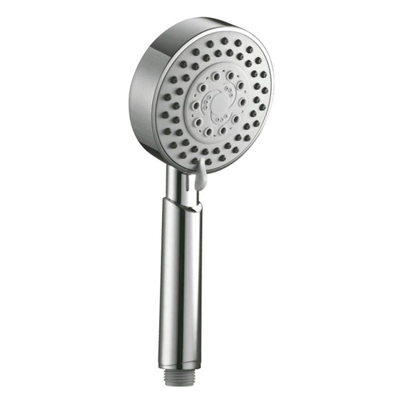 Mango de ducha cromado HABITEX Macao con frontal gris y boquillas de silicona antical.