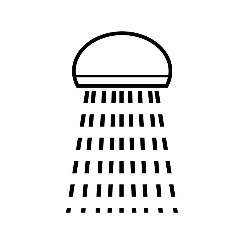 Icono descriptivo del chorro de agua uniforme del mango de ducha Roma