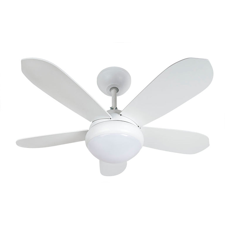 Ventilador de techo blanco Habitex VTR3800 con 5 aspas y luz LED integrada