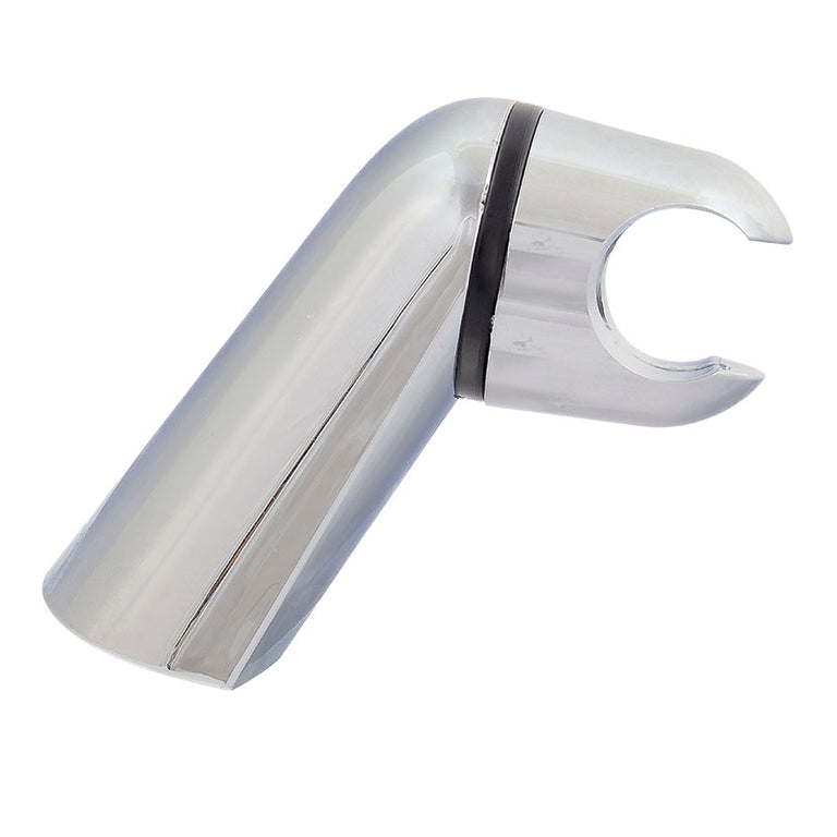 Soporte para mango de ducha HABITEX Easy en plástico cromado con diseño ergonómico para tuerca cónica.