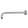 Brazo de ducha Habitex de 40 cm en latón cromado con forma de L y florón embellecedor circular.
