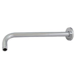 Brazo de ducha Habitex de 40 cm en latón cromado con forma de L y florón embellecedor circular.