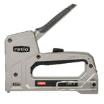Grapadora profesional RATIO CR6777 vista lateral mostrando el regulador de fuerza