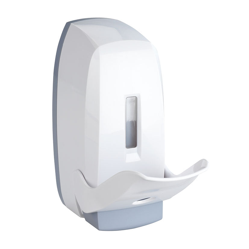 Dispensador de jabón WENKO Ascoli blanco con palanca de accionamiento higiénica y visor de nivel frontal
