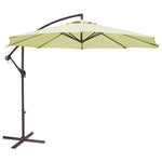 Parasol colgante lateral de aluminio color crudo de 3 metros con base en cruz para jardín