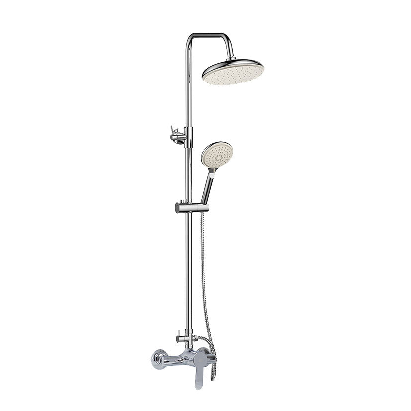 Columna de ducha monomando BOET Jet cromada con rociador circular y mango de ducha de mano