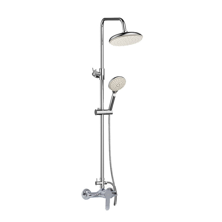 Columna de ducha monomando BOET Jet cromada con rociador circular y mango de ducha de mano