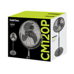 Caja de embalaje del ventilador de pie Habitex CM120P con especificaciones de 120W