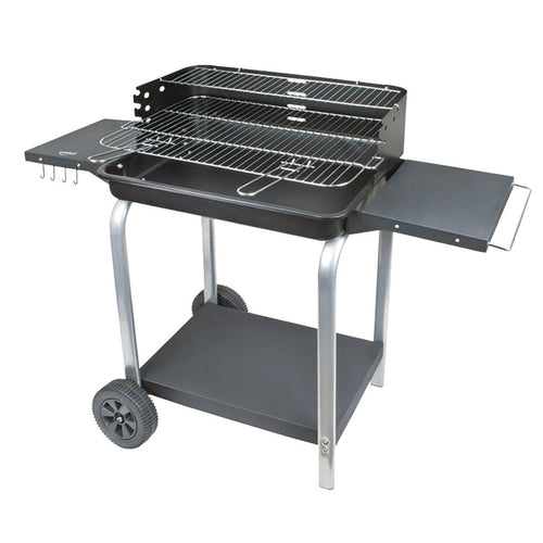 Barbacoa de carbón HABITEX Supergrill 60 con bandejas laterales y ruedas de transporte