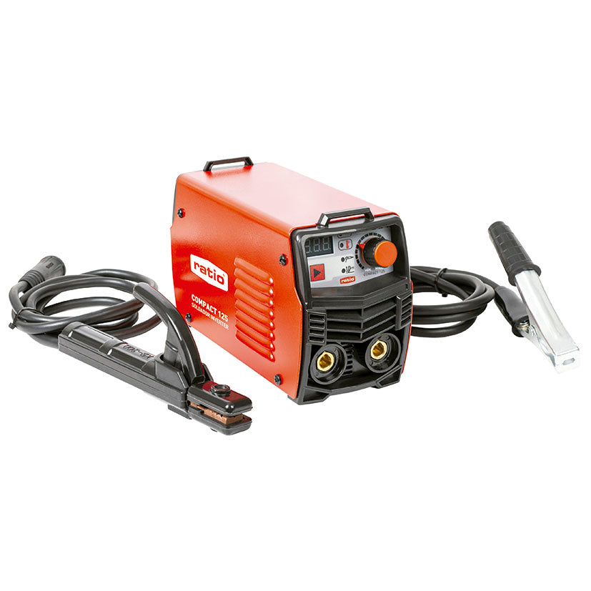 Equipo de soldadura RATIO Compact 125 con pinzas porta-electrodos y cable de masa