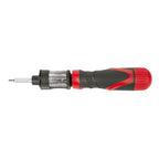 Destornillador de carraca RATIO 6504 12 en 1 con mango ergonómico rojo y negro