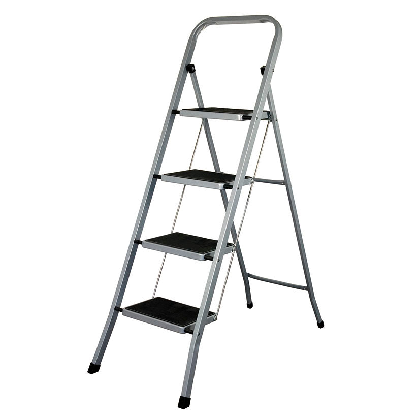 Escalera doméstica de acero HABITEX Ultra Slim de 4 peldaños color gris