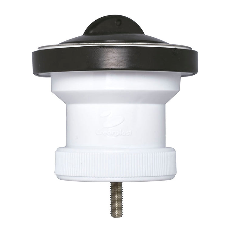 Válvula de desagüe para fregadero Crearplast C-75 con cuerpo de polipropileno blanco y tornillo de acero inoxidable