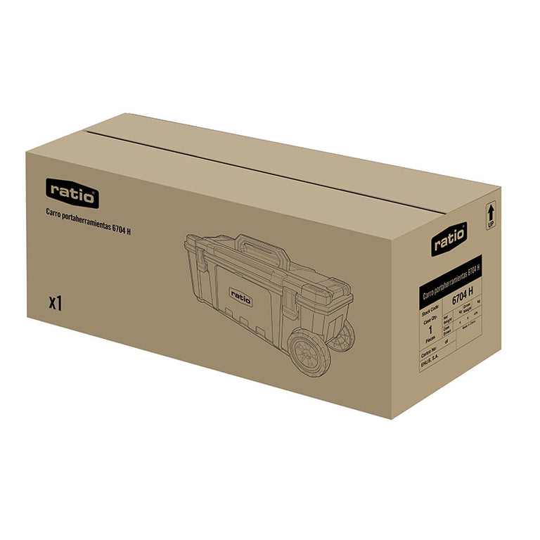 Caja de embalaje del carro portaherramientas RATIO 6704 H con especificaciones técnicas