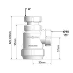 Dimensiones técnicas del sifón Tecnoagua T-4M extensible 120-170 mm
