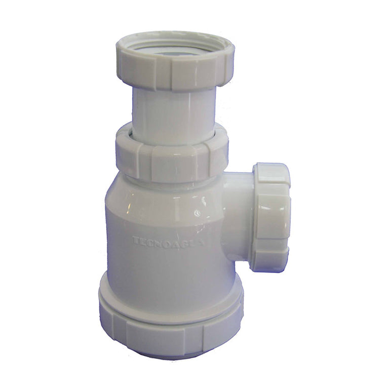 Sifón de botella mini extensible Tecnoagua blanco para evacuación de agua