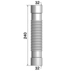 Plano técnico con cotas de 240mm de longitud y 32mm de diámetro del manguito T-225