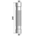 Plano técnico con cotas de 240mm de longitud y 32mm de diámetro del manguito T-225