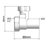 Plano de medidas para válvula de aireación Tecnoagua T-245 de 32mm y 1 1/4 pulgadas.