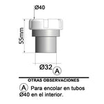 Medidas y esquema de montaje Tecnoagua T-217 para tubo interior de 40mm
