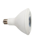 Bombilla LED PAR38 DUOLEC blanca con casquillo E27 vista de perfil