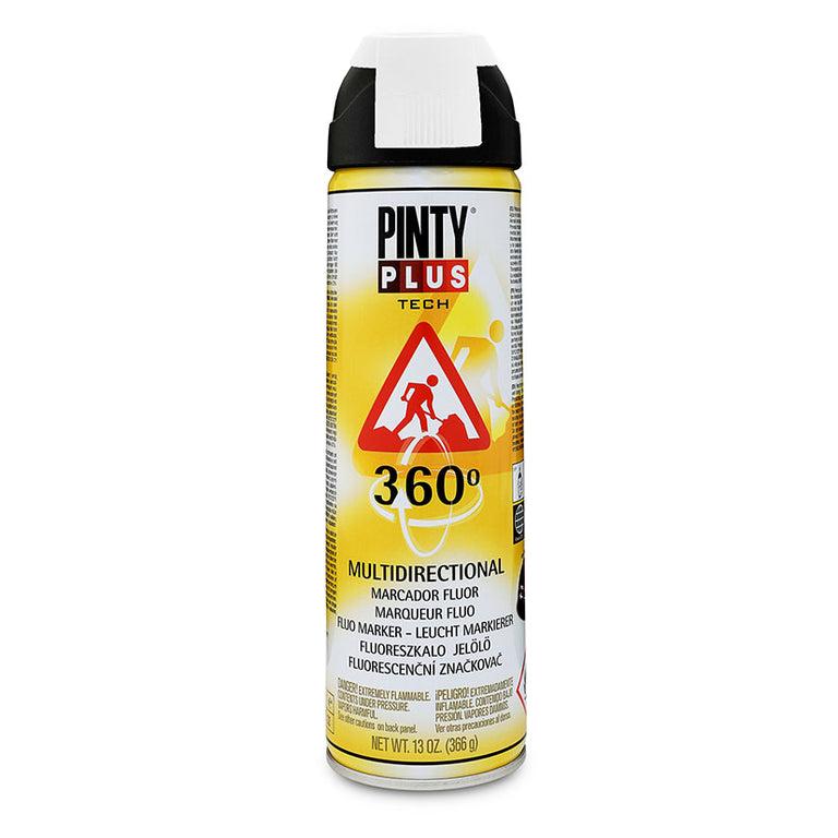 Bote spray marcador blanco fluorescente Pintyplus Tech para señalización de obras