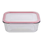 Fiambrera rectangular cristal San Ignacio Toledo con tapa hermética rosa y clips de cierre