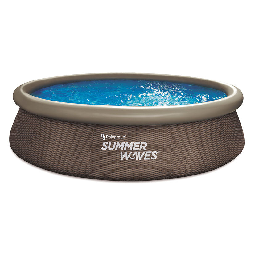 Piscina elevada Summer Waves vacía con acabado exterior decorativo tipo ratán
