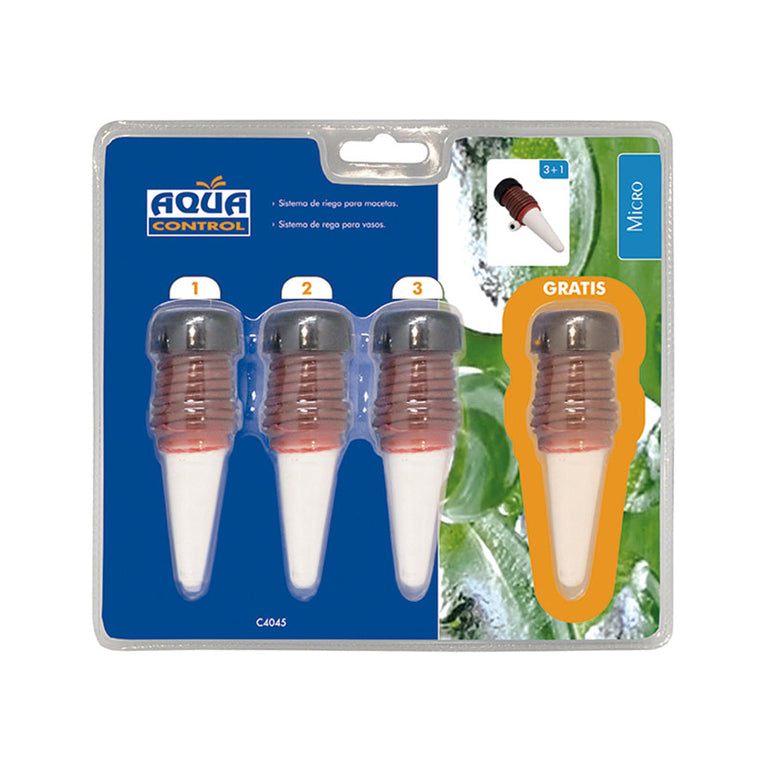 Pack de 4 conos cerámicos AquaControl para riego automático de macetas con caudal de 7cl al día