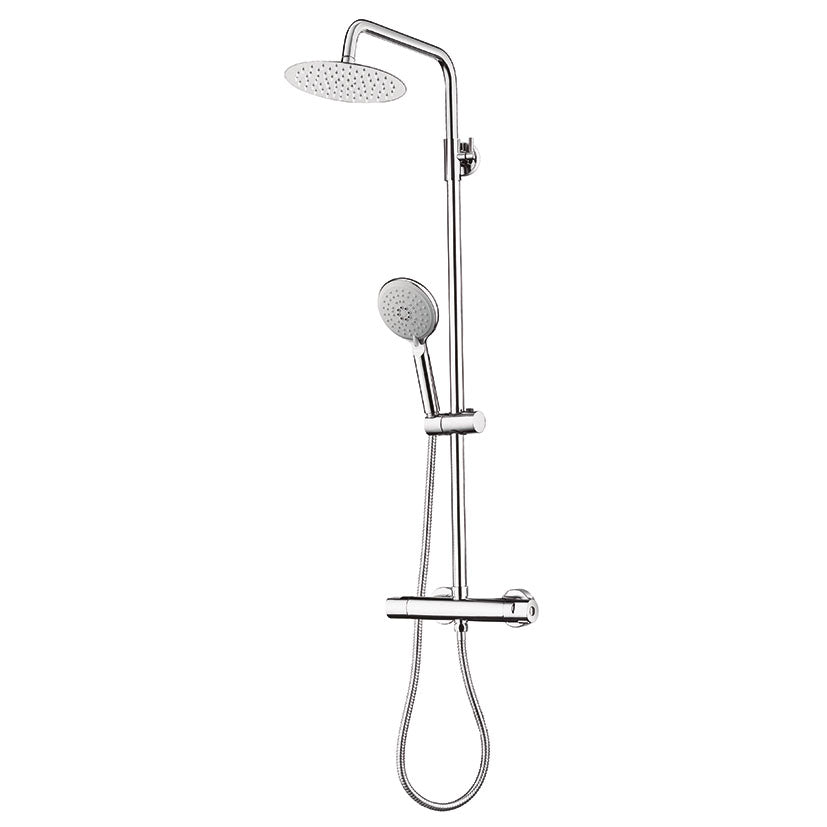 Columna de ducha termostática BOET Termoline cromada con rociador redondo y ducha de mano