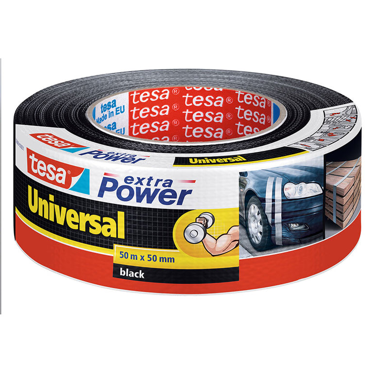 Rollo de cinta americana TESA Extra Power Universal negra 50m x 50mm multiusos